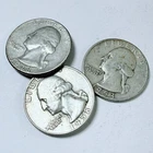 New ListingWASHINGTON SILVER QUARTERS LOT OF 3. 90% SILVER CIRCULATED COINS FREE SHIP #8830
