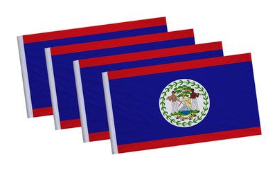 Belize Fahnen - 4er Pack Mini Ärmelfahnen - 23 cm x 15 cm