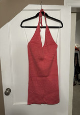 Wild Fable Pink Halter Neck Knit Mini Dress L Sleeveless Solid