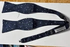 PenSee 100% Silk Polka Dot Navy Blue Bow tie Hand Tied BowTie Neck Handmade