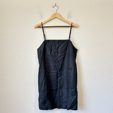 MADEWELL Goldie Mini Dress Womens Sz 14 Black Linen Slip Babydoll Minimalist NWT