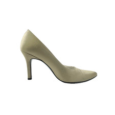 Stuart Weitzman Vintage Greige Satin Rhinestone Heels Party Shoes Size 7 M