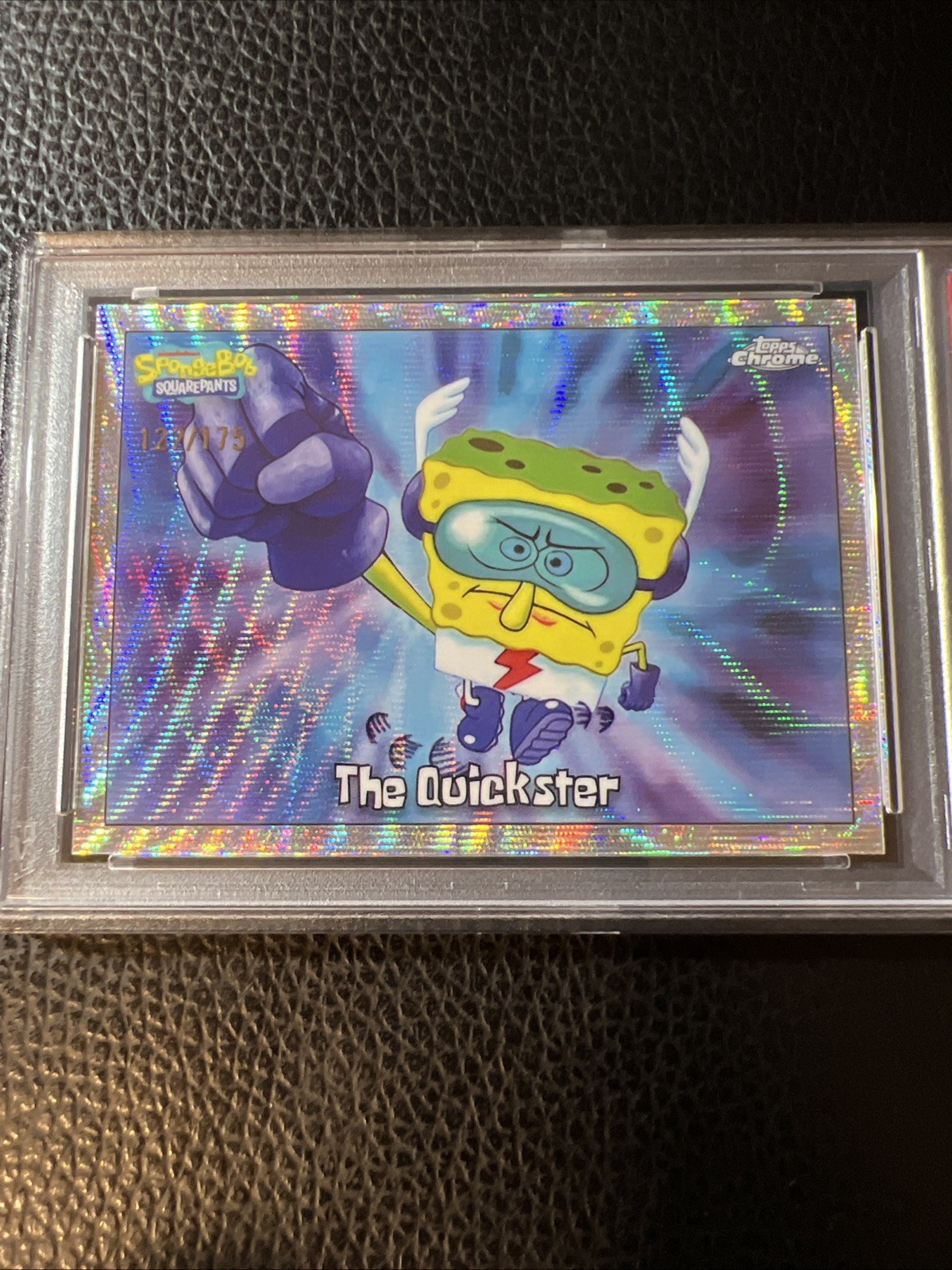 POP 2 Topps 2025 Chrome SpongeBob The Quickster #135 Wave Refractor /175 PSA 10 view 3