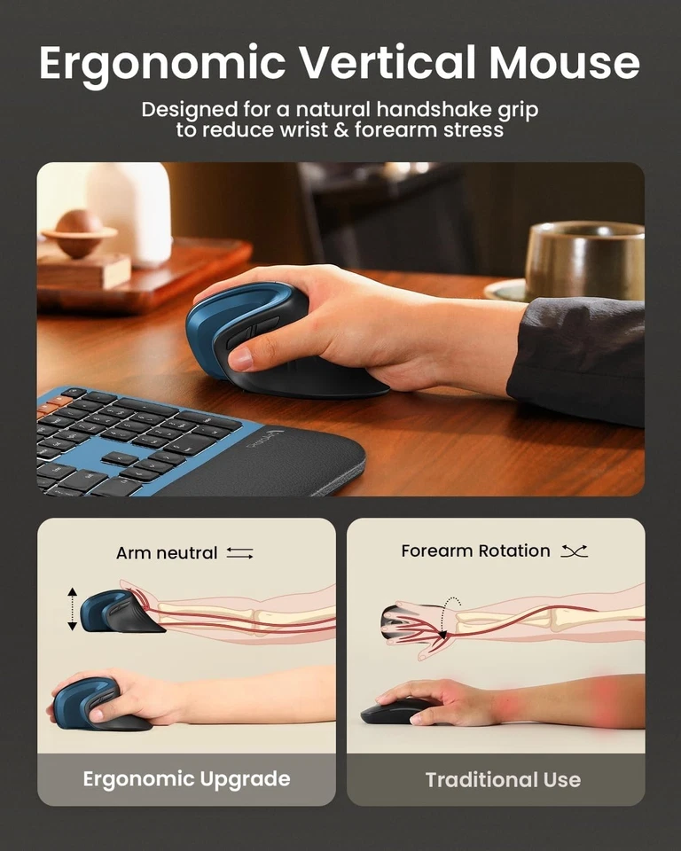 ProtoArc EM11 NL Ergonomic Mouse, MINI Wireless Vertical Mouse Rechargeable... - Image 4 of 4