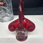 Fenton Ruby Red Hand Painted 40th Anniversary Basket Ja527