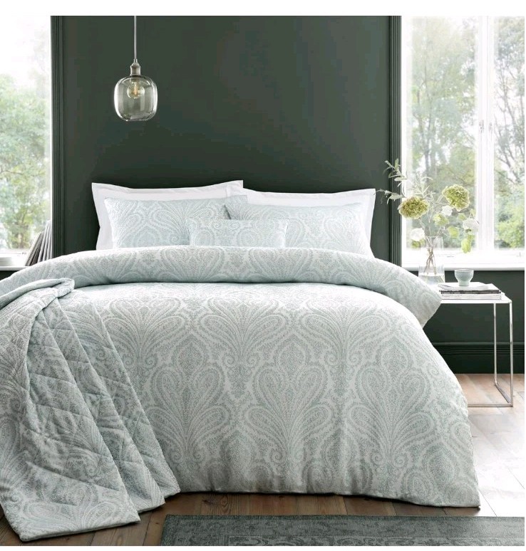 Portfolio Montpellier Jacquard duvet set King Green CHEAPEST ON EBAY