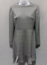 LOFT Houndstooth Ruffle Trim Flounce Long Sleeve Soft Knit Dress Size 2