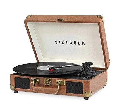 Victrola Journey Bluetooth Portable Suitcase Record Player 3 Speed Cognac New