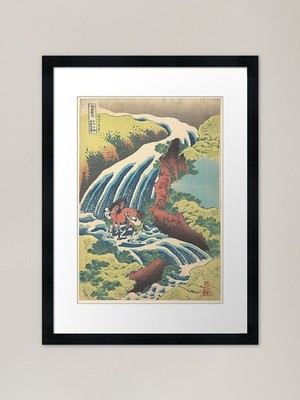 Gerahmtes Wandbild Poster The Waterfall Where Yoshitsune Wash Leinwanddruck Bild