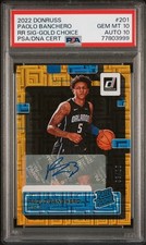 2022 Panini Donruss #201 Paolo Banchero Rr Sig-Gold Choice PSA GEM MT 10 AU. 10