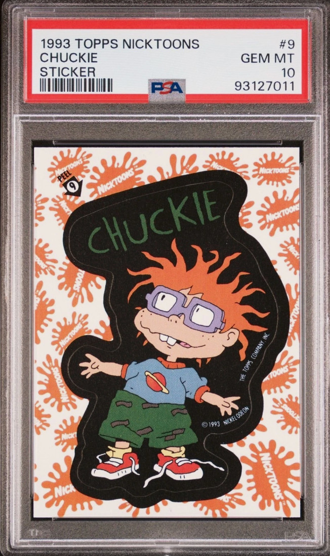 1993 Topps Nicktoons Sticker - #9 Rugrats / Chuckie Rookie - PSA 10 GEM MINT