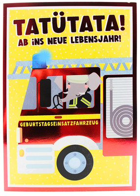 Musikkarte Kinder Feuerwehr Elefant Geburtstagskarte mit Umschlag A5