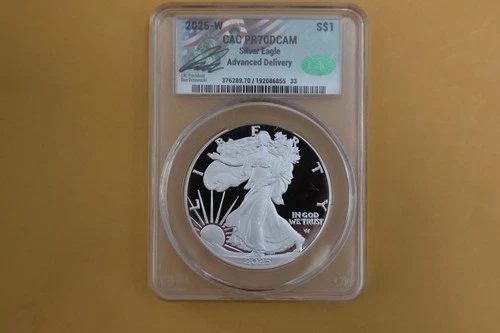 2025-W proof AMERICAN SILVER EAGLE CAC PR70 ADVANCED DELIVERY