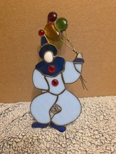 Clown with 3 Balloons Leaded Stained Art Glass Suncatcher Beautiful Piece Blue