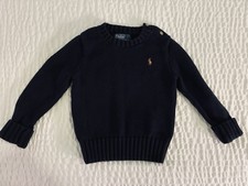 Polo Ralph Lauren Kid 18 Month pullover sweater Navy Blue Chunky Button Shoulder