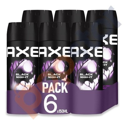 AXE Black Night 48-Hour Fresh Deodorant Body Spray Fragrance for Men - 6 Pack