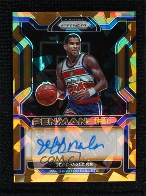 2021-22 Panini Prizm Penmanship Orange Ice Prizm Jeff Malone #PM-JML Auto 10ox
