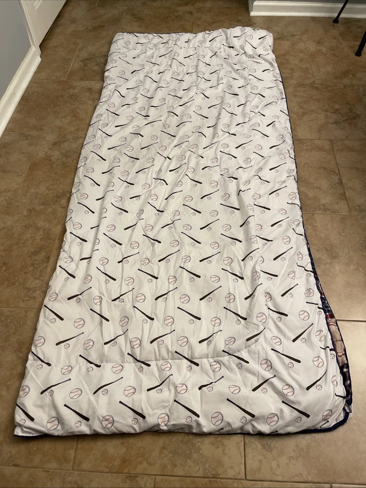 Colcha edredón retazos a cuadros pelotas de béisbol deportivas reversibles talla doble para niños Foto 4 de 4