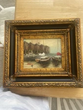 Hand Painted Oil On Canvas Sailboat Brush Strokes