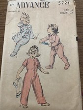 Advance 5721 Girl size 4 Chest 23  Vintage Sewing Pattern Pajamas