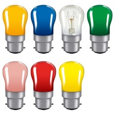 2 X Coloured Pygmy Sign Light Bulb 15W B15 B22 E14 Crompton Lamps SIG15