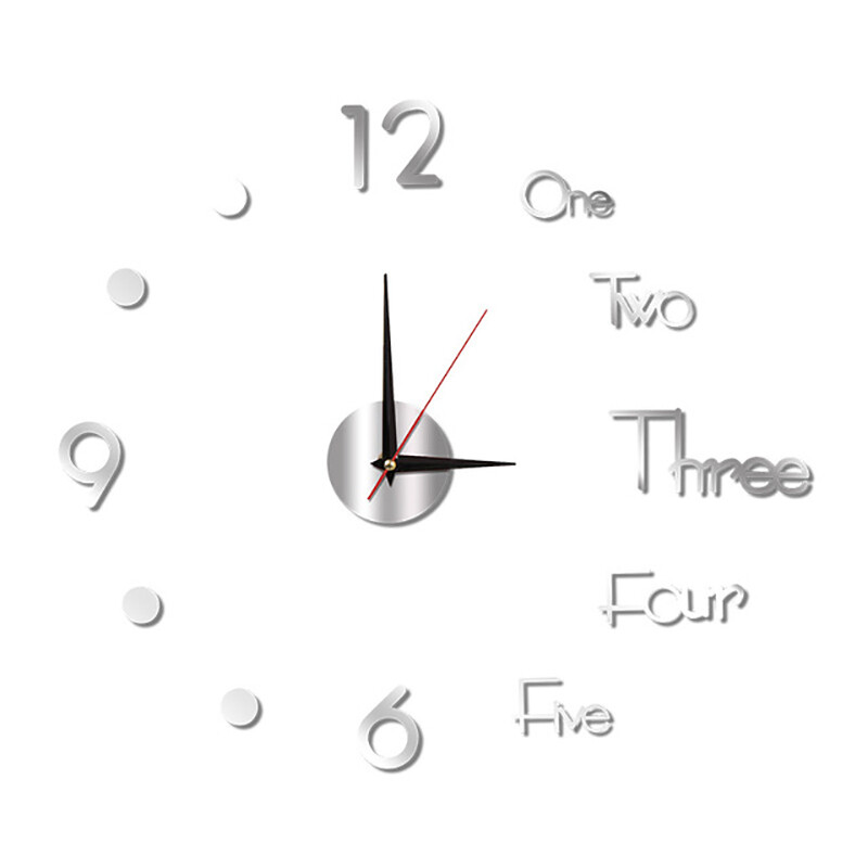 3D Large Wall Clock Mirror Surface Modern DIY Sticker Office Home Shop Art Decor