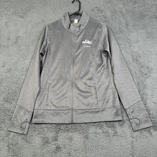 Alo Yoga Full Zip Jacket Gray, Size Large Gym Athleisure Thumbholes Logo