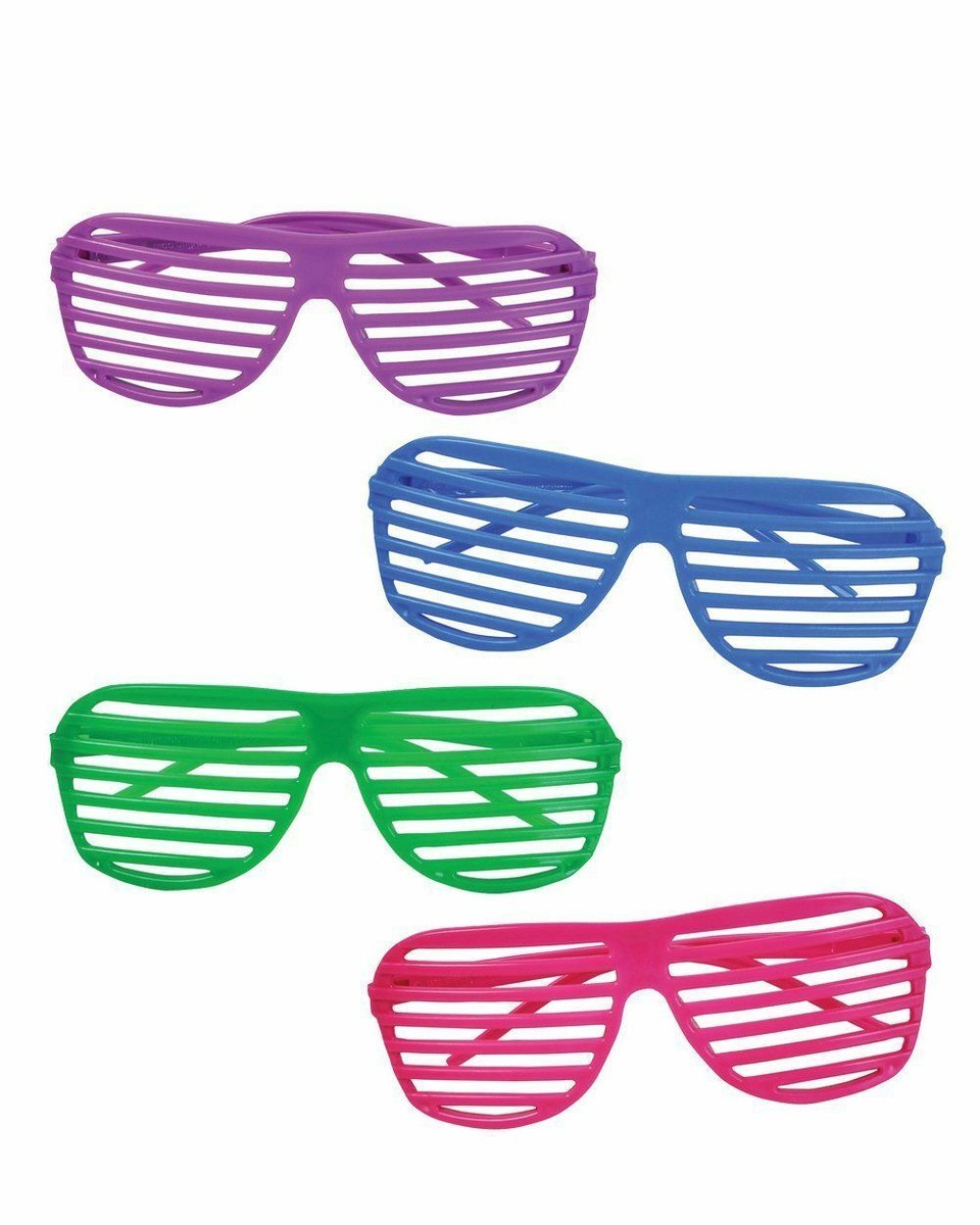 80S NEON SHUTTER SHADES GLASSES RETRO SUNGLASSES CLUBBING NIGHT OUT PARTY