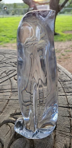 Vintage DAUM France Solid 8" Clear Glass Penguin Sculpture/Figurine Paperweight