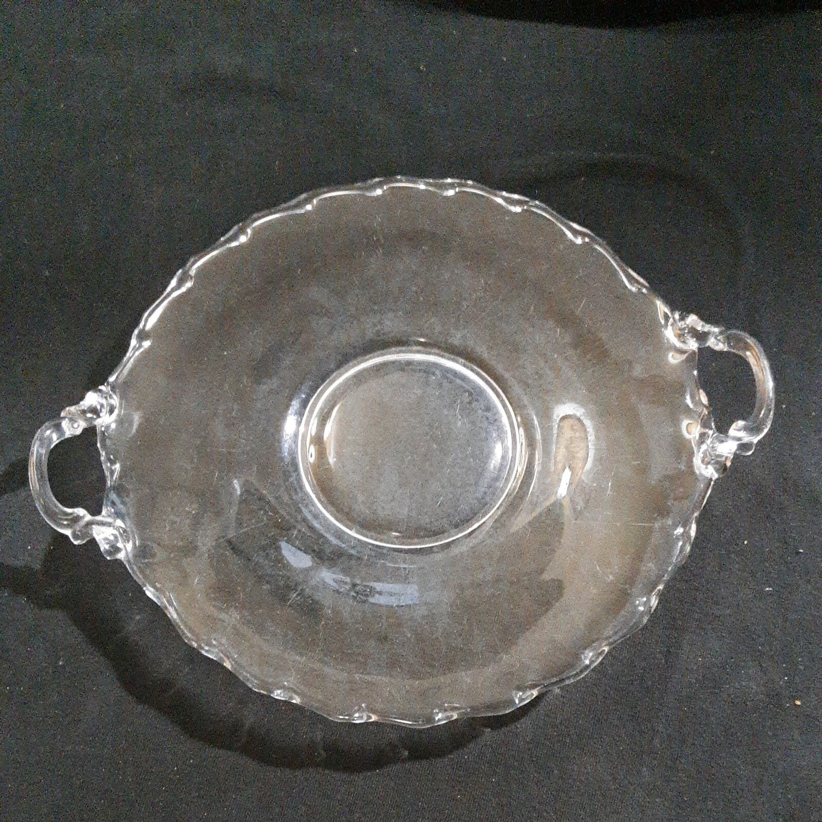 Vintage Federal Fostoria Clear Glass Dual Handle serving dish tid bit plate