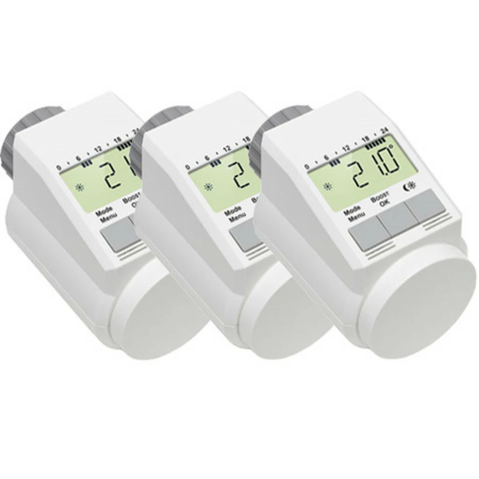 3x Elektronik Heizkörper-Thermostat Boost Funktion Heizung Ventil Regler Heizen 