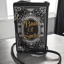 Spirit Halloween "Book of Spells" Crossbody Purse Handbag Witch Accessory Black