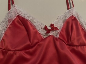 L'Agent by Agent Provocateur MARISELA Red Satin Pink Lace Slip Chemise XS NWOT