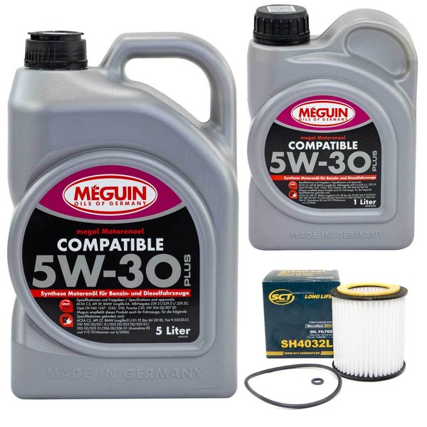 MotoröL Set SAE 5W-30 Plus Meguin 6 Liter + ÖLfilter FüR BMW 4Er X4 Xdrive20I-image