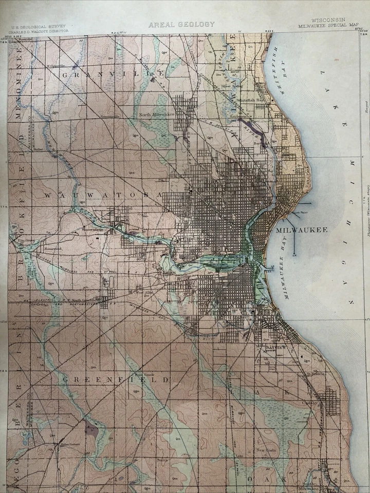 Антикварные карты-книжки США 1906 г. Геологический атлас Милуоки Висконсин - Изображение 4 из 4