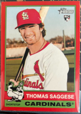 2025 Topps Heritage Mega Box Red Border Thomas Saggese Cardinals SS MLB RC #177