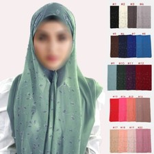 Women's Chiffon Scarf Rhinestones Muslim Head Scarf Shawls Head Wraps Soft Hijab
