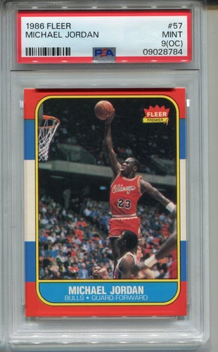 1986 Fleer Michael Jordan Rookie Card PSA 9 MINT OC Graded #57 Basketball