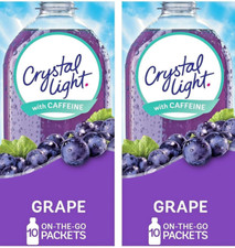 Crystal Light On-The-Go with Caffeine Drink Mix - Grape 10 ct 2 Packs 