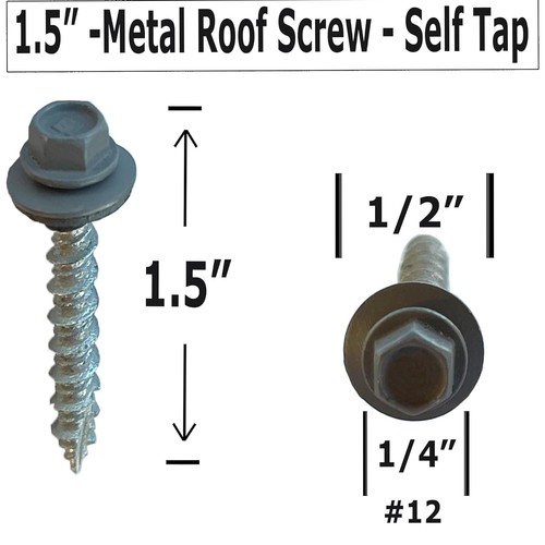 Metal Roofing Screws - #10 x 1.5” – Self Tapping Hex Head - EPDM Rubber... - 第 2/7 張圖片