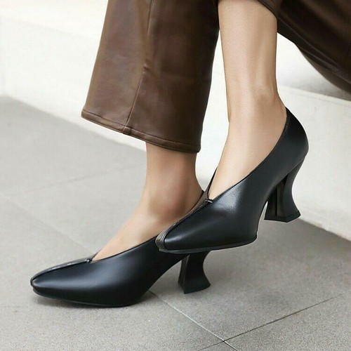 Retro Party Banquet Women's Ladies Square Toe Comfort Shoes Dress Work Casual Sz - Bild 4 von 12