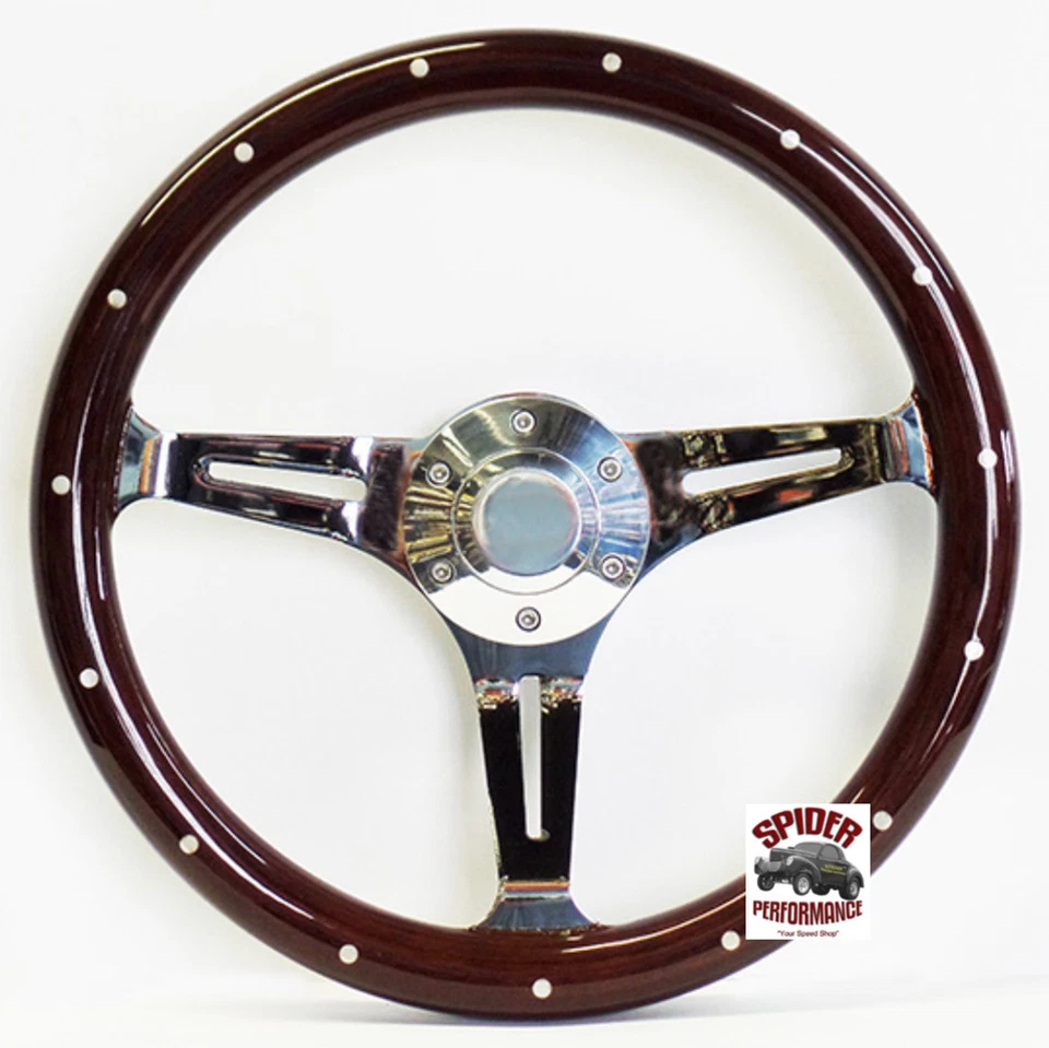 1976-1995 Jeep wood steering wheel 14" DARK MAHOGANY WOOD - Image 2 of 4