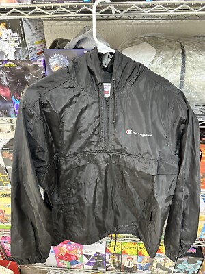 Supreme x Champion Half-Zip Windbreaker SS16 Black Sz M