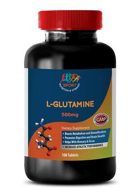 100% High Grade - L-GLUTAMINE - Brain Boost - Protein Synthesis - 1B 100Ct