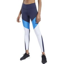Image of Reebok Lux 2.0 Mid Rise Womens Long Training Tights - Blue