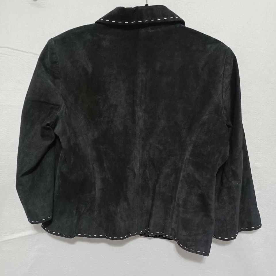 Chaqueta de gamuza negra Spiegel para mujer punto en contraste talla 14 Foto 2 de 4