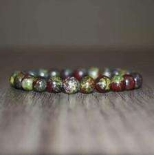 Dragon Blood Stone 8mm Beaded Balance Healing Reiki Stretch Women Men Bracelet