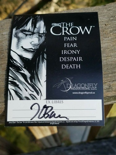 THE CROW J. O'BARR AUTHENTIC SIGNED EX LIBRIS PEEL OFF STICKER 4 X 3 INCHES - Picture 6 of 10