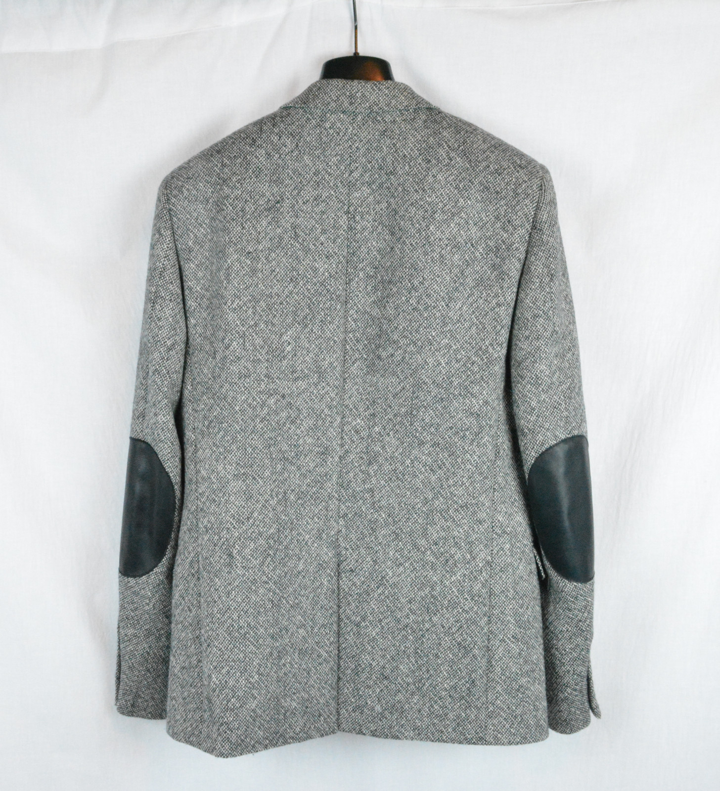 Giacca blazer SAINT LAURENT PARIS tweed lana pelle toppa gomito 50 40 48 nuovo