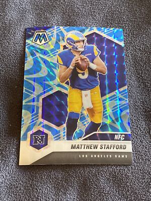 2021 Panini Mosaic Football Matthew Stafford Reactive Blue PRIZM #205 Rams